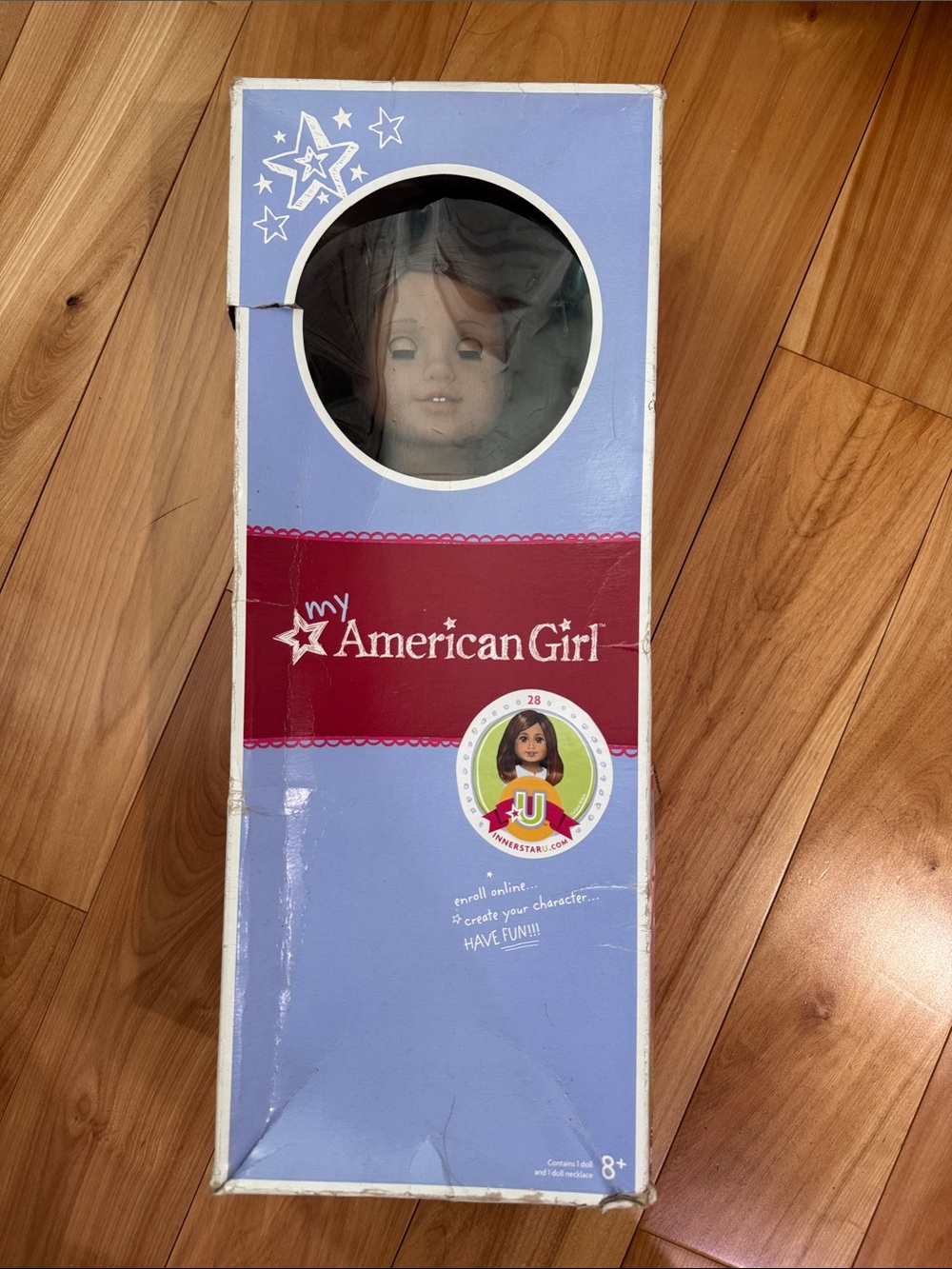 American Girl Doll in Lavender and Red Box